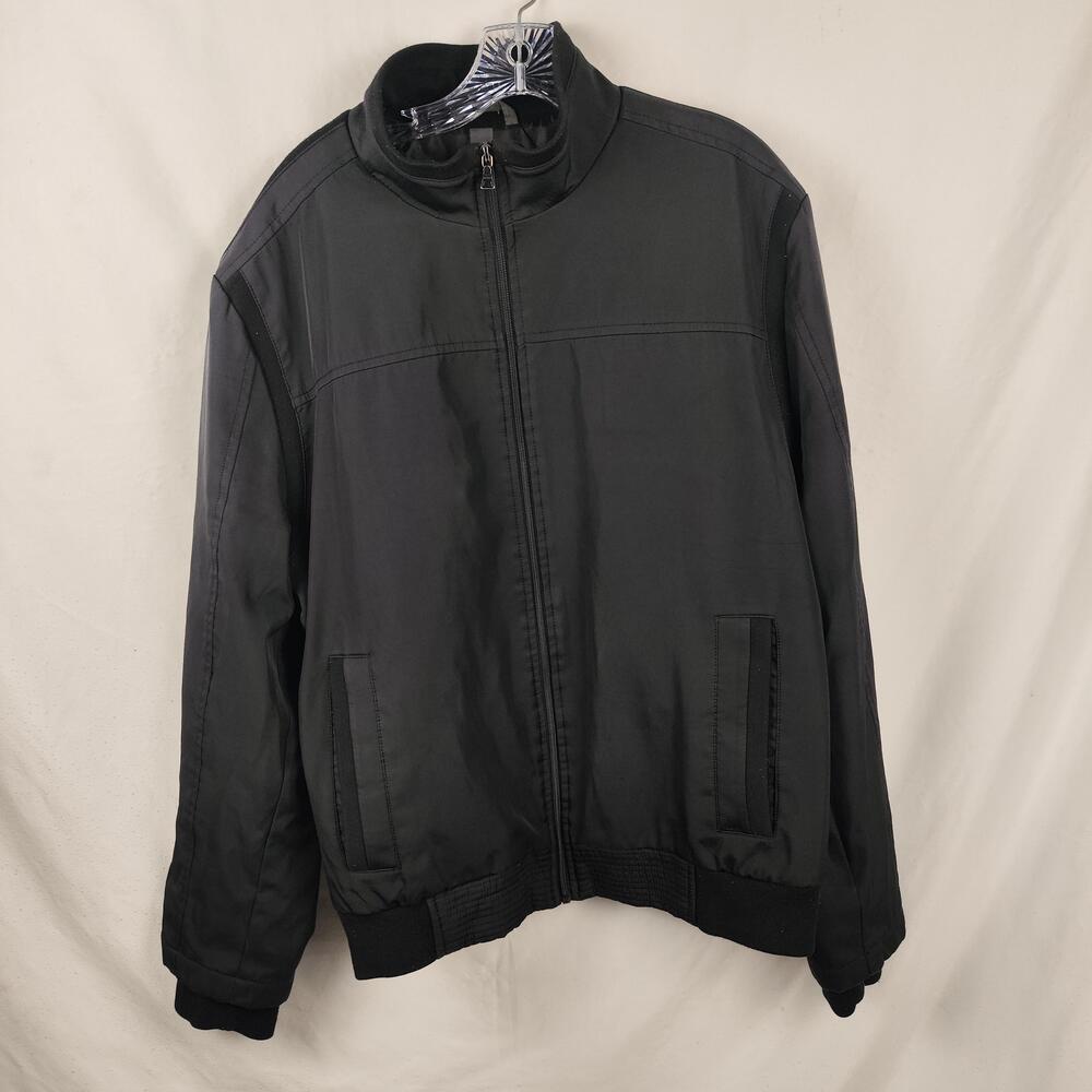 Alfani Jacket Mens XL Black Bomber Full Zip Stand Collar Padded Lined Pockets